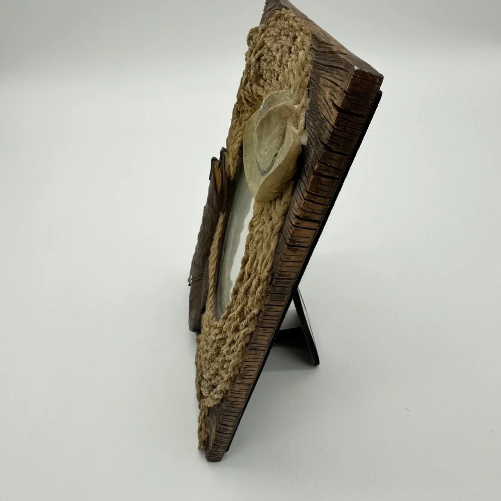 Western Cowboy Boot‎ Hat Rope 3D Resin Picture Frame Rustic Decor Brown